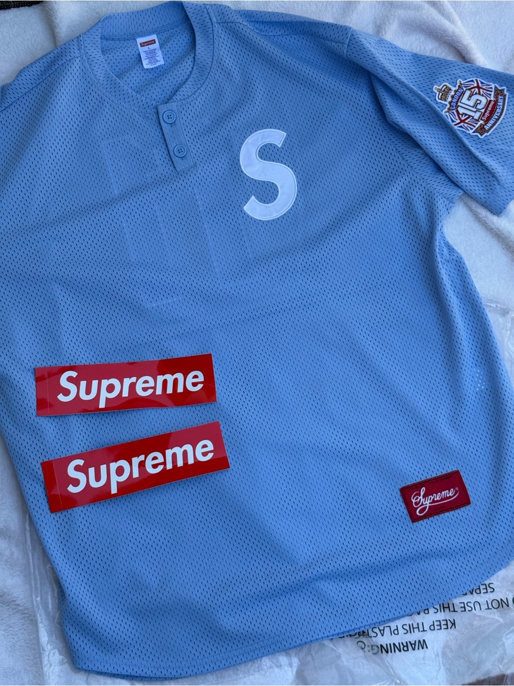 Supreme S Logo Baseball Henley Jersey M - L